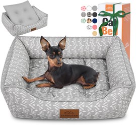 Zerbuger Rectangle Cat Dog Bed for Large Medium Small Pets Indoor Outdoor Machine Washable Sleeping Sofa Non-Slip Bottom Soft Puppy Bed Durable Orthopedic Calming Pet Cuddler (Medium, Grey Pattern)