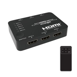 DAIAD HDMI Switcher 4K Switcher Selector HDR DolbyAtmos 1080P@120Hz Remote Control (5 In, 1 Output)