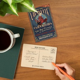 Lafayette, Louisiana, Cajun Kitchen Vintage Sign (4x6 Birch Wood Postcards, 2-Pack Stationary, Rustic Home Wall Decor)