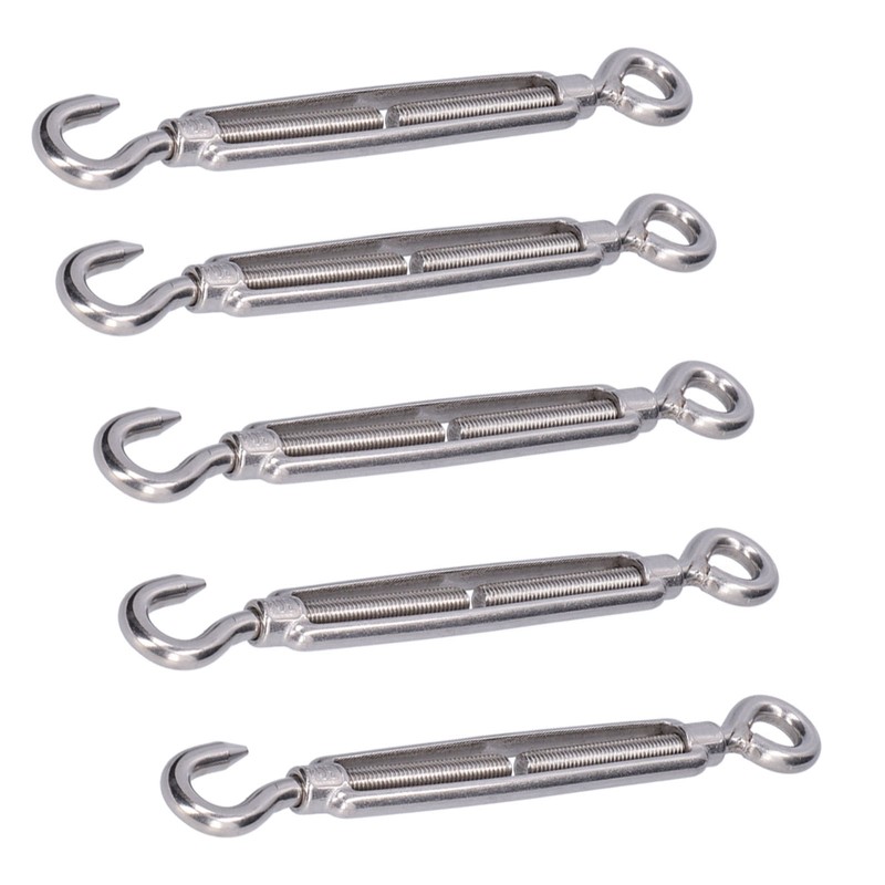 5Pcs Turnbuckle Hook and Eye Wire Rope Tension 304 Stainless
