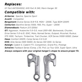 TerchPilet Rear Derailleur Hanger 9 – Compatible with GT, KHS, Mongoose, Marin, Bergamont, Fuji, Airborne & More – Silver CNC Aluminum Alloy Dropout with Mounting Bolts