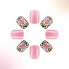 Valentines Press on Nails Medium Square Fake Nails Pink False