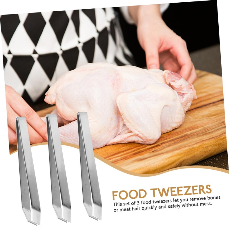 GLEAVI 3Pcs Cooking Tweezers Tip Food Tweezers for Fish Deboning
