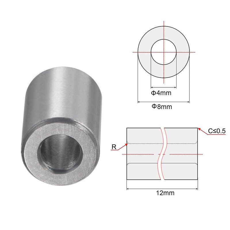 sourcing map Sleeve Bearings 4mmx8mmx12mm Chrome Steel Oilless Bushing 6pcs