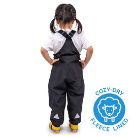 Jan & Jul Cozy-Dry Waterproof Dungarees Lined Snow Pants for Kids, Cozy-dry: black