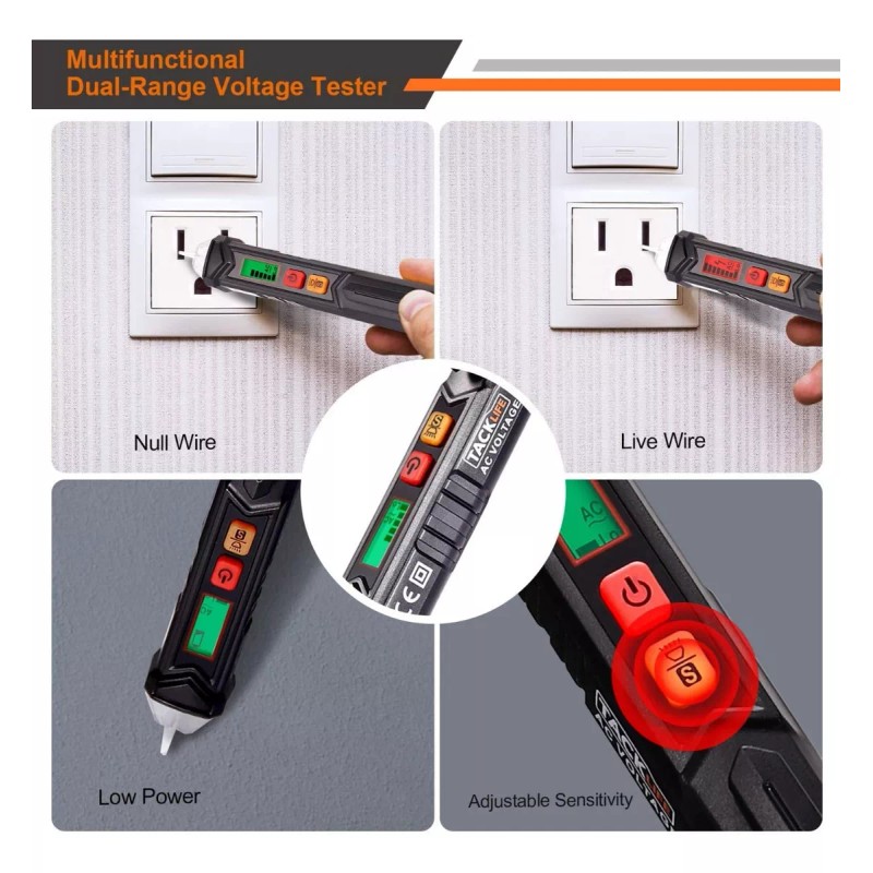 Tacklife Vt02 Medidor Voltaje Ac Sin Contacto Zumbador Falla