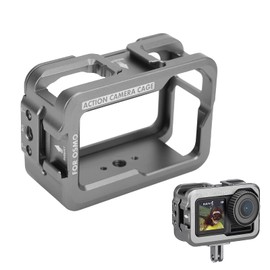 Annadue Case for Osmo Action Camera, Shell Case Protective Cage with 2 Cold Shoe Mount, Silver-White