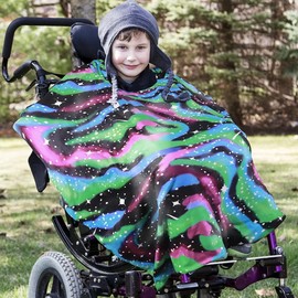 Nosadi Wheelchair Flannel Blanket Ponch, Boy Car Seat Poncho Girl Hooded Cape, Double Layer Flannel Lined, Traveling Warm Hooded Wheelchair Coat for Kids Chilrens and Teenagers (XL)