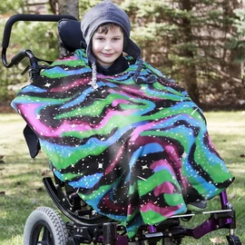 Nosadi Wheelchair Flannel Blanket Ponch, Boy Car Seat Poncho Girl Hooded Cape, Double Layer Flannel Lined, Traveling Warm Hooded Wheelchair Coat for Kids Chilrens and Teenagers (XL)