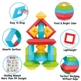 Tsomtto Montessori Toys for 1 2 3 4 5 6 Year Old Boy Girl Toddlers Preschool Learning Activities 30 Pcs Stacking Building Blocks STEM Stackable Educational Sensory for Kids Age 1-3 3-5