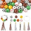 Ipotkitt 56 pcs 7 Styles 16mm Ball Game Wood Beads