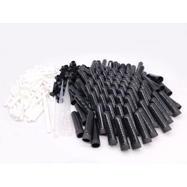 ZIOJOVK Essential Oil Aromatherapy Blank Nasal Inhaler Tubes (Includes 100 inhalers+110 unscented Wicks+5 Plastic Droppers+2 Plastic Tweezers)-Black.