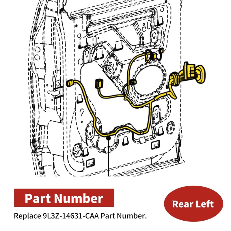 PWR FEVER Rear Driver Side Door Jumper Wire Assembly 2009-2014