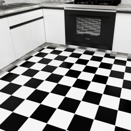 Lareko 60Sq.Ft Marble Peel and Stick Vinyl Floor Tiles,60 Tiles - 12" x 12",Waterfproof and Self Adhesive Vinyl Sticker Tiles,Laminate Flooring for for Kichen,Dining Room(Black 30pcs&White30pcs)