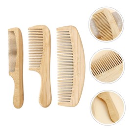 TOVINANNA 3pcs Portable Bamboo Massage Comb Bamboo Hair Combs Fine Tooth Design for Easy Detangling for Travel and Daily Use