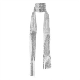 Skiny Metal Tie Women Sparkle Sequins Neck Scarf Glitter Tie Shawl Neckerchief for Nightclub Party Costume Silver