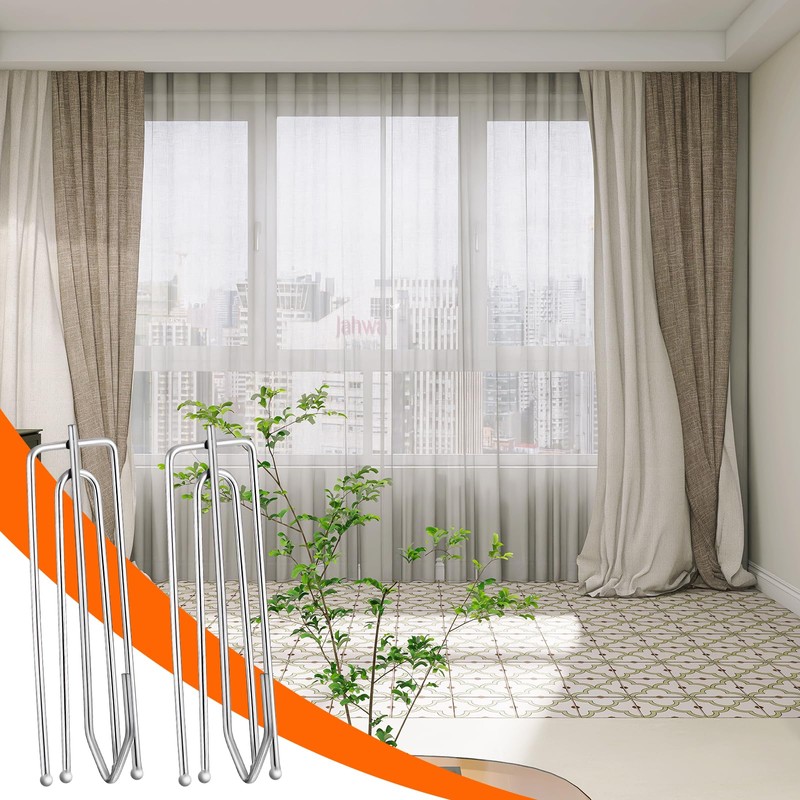 SHENLIU 150Pcs Stainless Steel Curtain Pleat Hook Curtain Pleater Tape