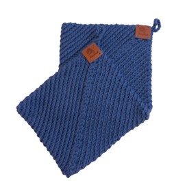 Handmade Crochet Pot Holders- Solid Color Collection- 6"x6" Cotton- Heat Resistant- Double Layer- Hanging Loop- Pacific Junction Set of 2 (Royal Blue)