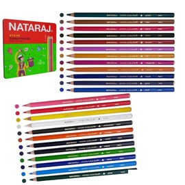 NATARAJ VIVID Colouring Artist Pencils, Full-Size Pre-Sharpened Wooden Tin Set, Pack of 24, Assorted Colours, Draw Sketch Colour Tone, Kids Children