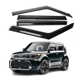 Fits for KIA Soul 2014 2015 2016 2017 2018 2019 Smoke Window Visor Set - Sun, Rain, and Vent Protection, 4-Pieces Tape-On Window Deflector Guard Kit