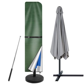 wiipara Parasol Protective Cover with Rod, Cover for Parasol 3 m to 4 m Large Cantilever Parasol Protective Cover, UV Protection, Weatherproof, Windproof and Snow-Proof, 240 x 57/57 cm