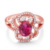 Gem Stone King 18K Rose Gold Plated Silver Oval Red