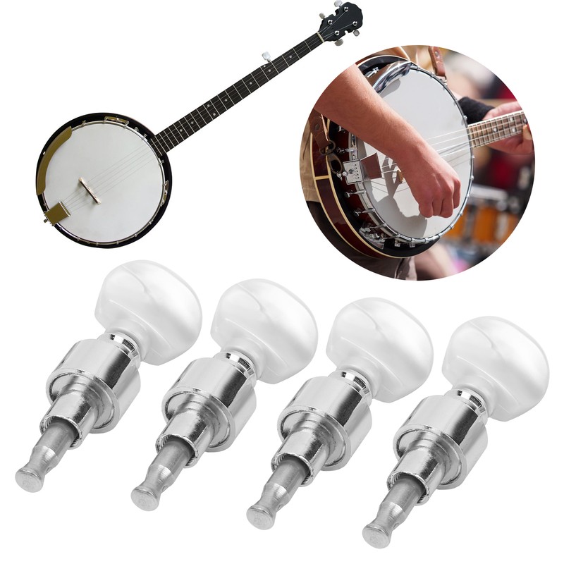 4Pcs Banjo Geared Machine Tuner Pearled Pegs Musical Instrument Accessories