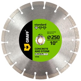 10 Inch Diamond Blade for Angle Grinder Arbor 7/8"-5/8" – Diamond Cutting Wheel for Stone, Marble, Granite, Brick, Masonry, Concrete – Diamond Saw Blades for Dry and Wet Cutting GRAFF