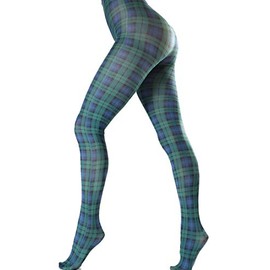 Malka Chic Green Plaid Patterned Opaque Tights For Women