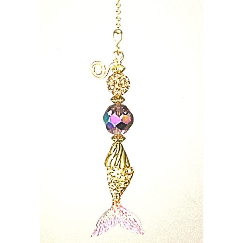 Pink and Gold Mermaid Tail with Rhinestone Ceiling Fan Pull