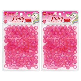 200 Pcs of Extra Large Clear Two-Tone Round Beads + 2 Beaders (HOT Pink)