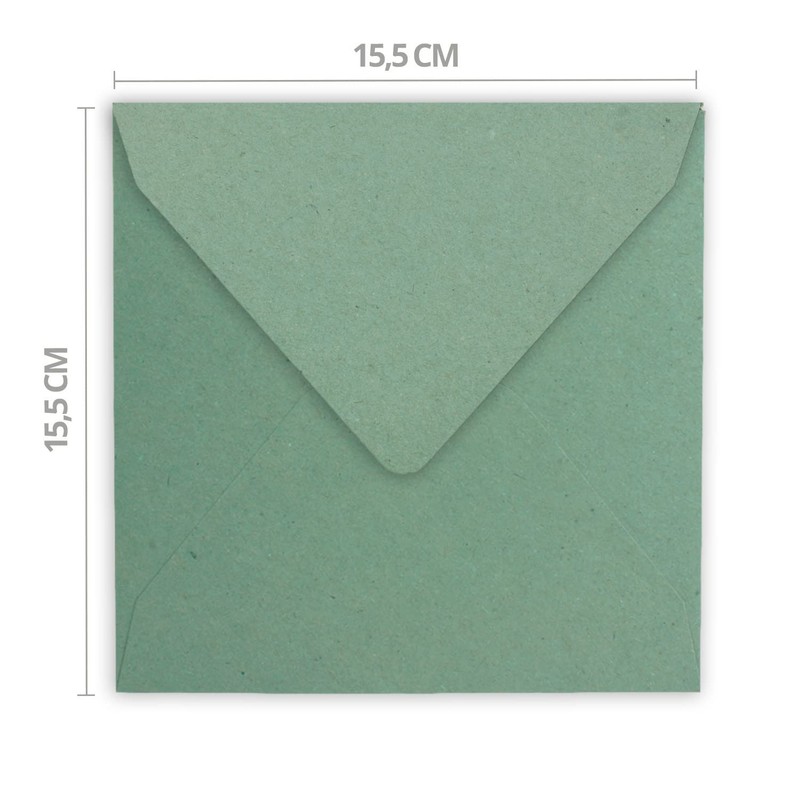50 square envelopes - 15.5 x 15.5 cm, kraft paper