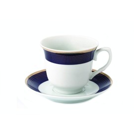 Lorren Home Trends Midnight-4 Cups and Saucers, One Size, Blue