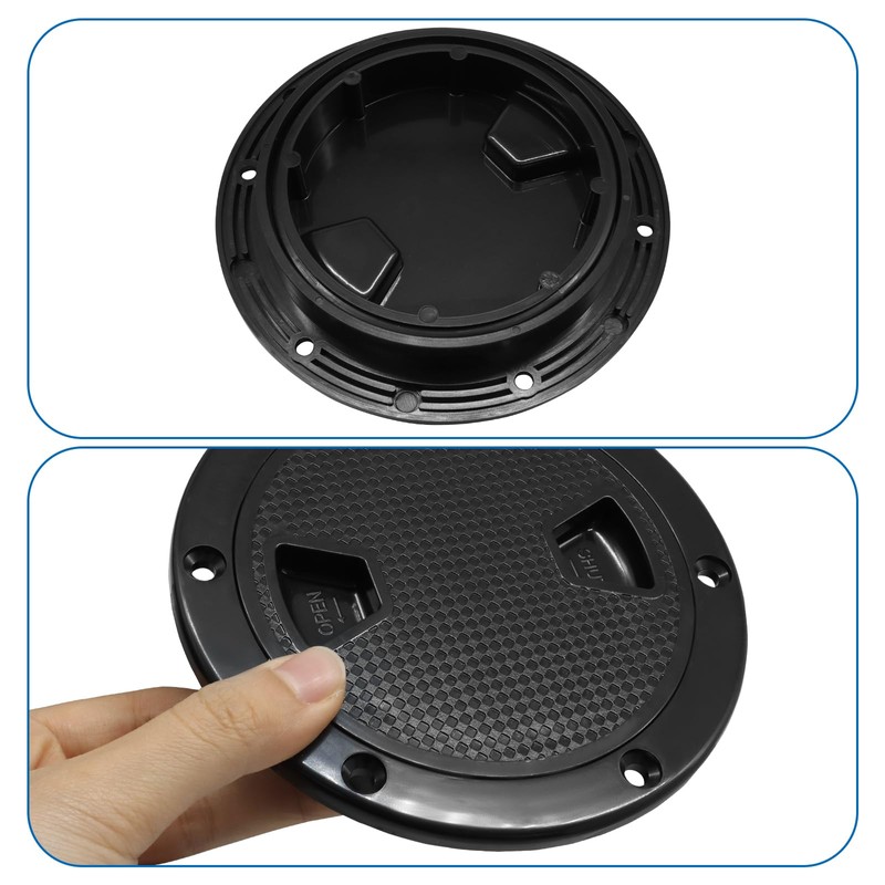 PHITUODA 4"/6"/8" Boat Hatch - Black Round Boat Deck Plates,