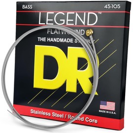 DR Strings Legend- Polished Flatwound Stainless Steel Bass Strings: Medium 45-105