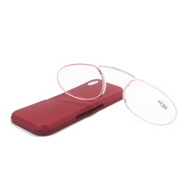 [Henghao] 老眼鏡 5色選択可能 超軽量リムレス メガネ 携帯用 おしゃれ リーディンググラス シニアグラス H6026 (レッド, 3.00)