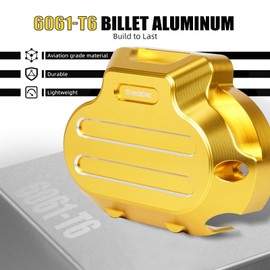 NICECNC Gold Transmission Side Cover Aluminum Compatible with Harley Electra Glide Standard FLHT 2017-2020, CVO Road Glide FLTRXSE 2017-2020, Replacement for 25800057, See Fitments