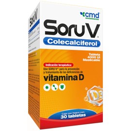 CMD - SORU V - Colecalciferol (Vitamina D) - Medicamento Vitamnico - 1 Caja con 1 Frasco de 30 Tabletas (INDIVIDUAL)                                  