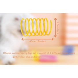 Benixmidart Cat Spring Toys, Interactive Cat Toy for Swatting, Hunting,and Grinding Teeth, Durable Cat Springs for Indoor Cats to Promote Agility& Keep Fit, Plastic Cat Coil to Relieves Stress (16Pcs)