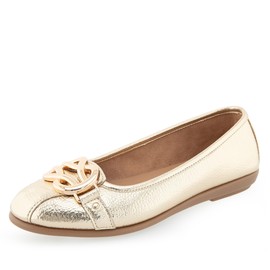 Aerosoles Women's Big Bet Ballet Flat, Soft Gold PU, 10, Soft Gold Pu, 10