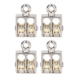 Hyuduo 4 Pcs Double Pulley Block 100KG 220LBS Bea Zinc Alloy Crane Lifting Dual Pulley Roller