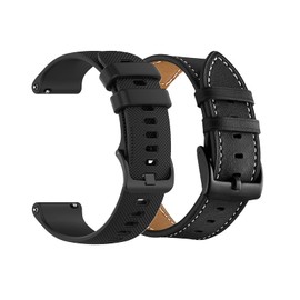 Yeejok Vivoactive 5 Bands 20mm Silicone Leather, Compatible for Garmin Vivoactive 5 Watch Bands /Vivoactive 3 Bands /Venu / Venu Sq / Venu 2 Plus /Forerunner 245/645 Music Strap Replacement for Men