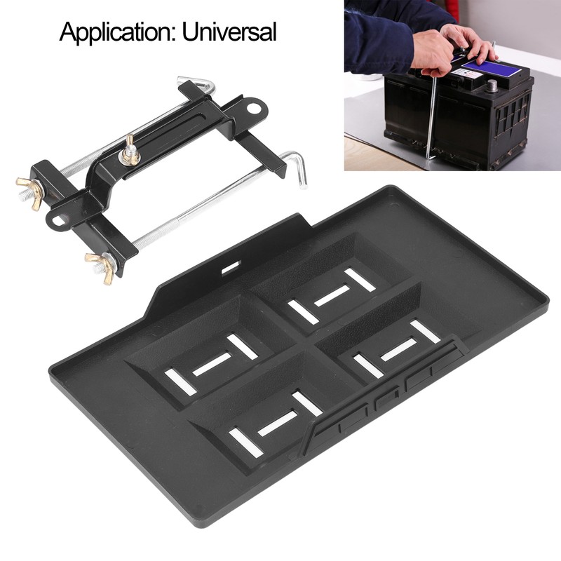 Car Battery Hold Down Tray Bracket Kit Height Adjustable Black