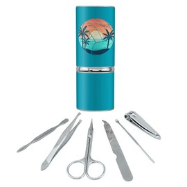 Volleyball Beach Scene Stainless Steel Manicure Pedicure Grooming Beauty Care Travel Kit