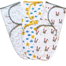 Swaddle Blanket, Swaddle Wrap Preemie Size, Up to 7 Pounds, Grey/Blue/Yellow