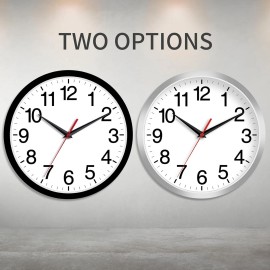 Rohioue Wall Clock Modern 10 Inch Black Battery Operated Silent Non Ticking Analog for L