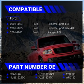 WR6120 High Performance Low Resistance Engine Spark Plug Wire Set for Ford Explorer Sport Trac 2001-2005 Ranger 2001-2011 Replace# WR-6120 3U2Z12259C (Set of 6)