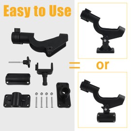 Fishing Boat Rods Holder 360 Degree Rotation Adjustable Fishing Pole Rod Racks with Large Clamp Folding Holder