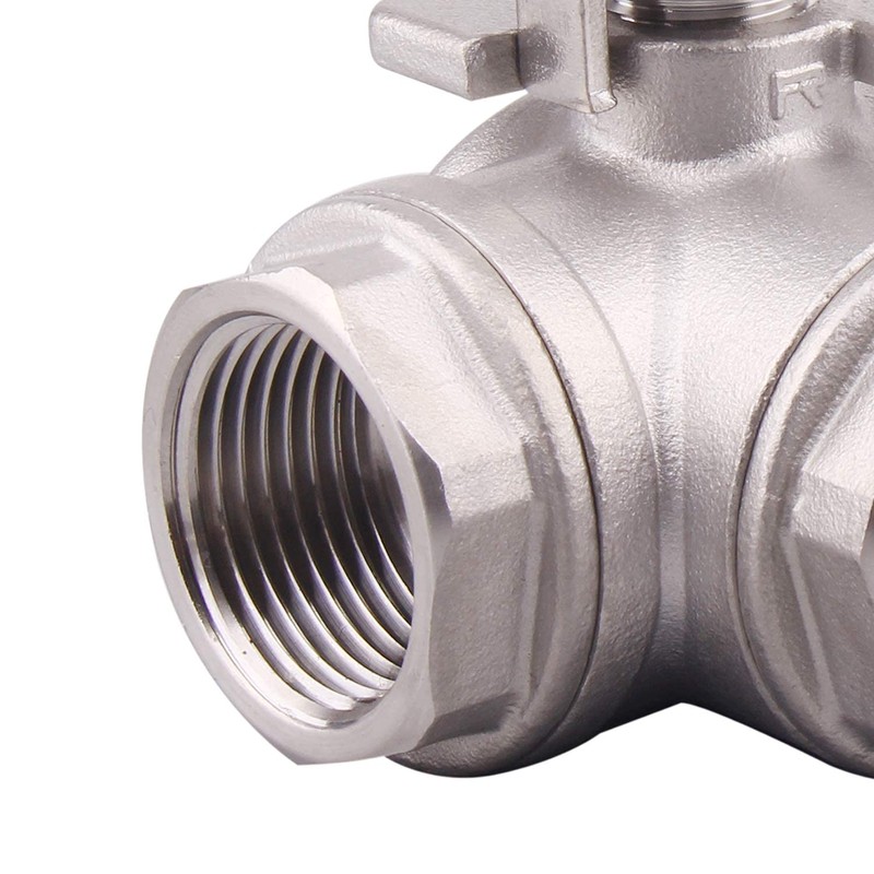 DERNORD 3-Way Ball Valve, L Mounting Pad, Stainless Steel 304