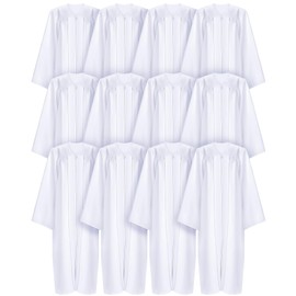 Toulite 12 Pcs Unisex Matte Choir Robes for Church White Baptism Graduation Gown Confirmation Pulpit Judge Costume Adults(Size 57)